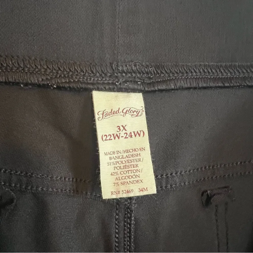 Faded Glory Black Capri Pants with High-Rise Waistband